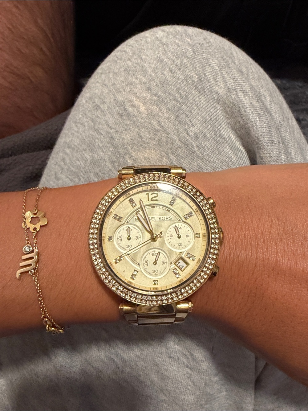 Michael Kors Gold Crystal-Trim Chronograph Bracelet Watch